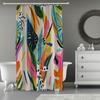 [Vibrant Shower Curtain] Vibrant Ywjhui Tropical Leaf Print Shower Curtain, Machine Washable Polyester, Colorful Retro Design