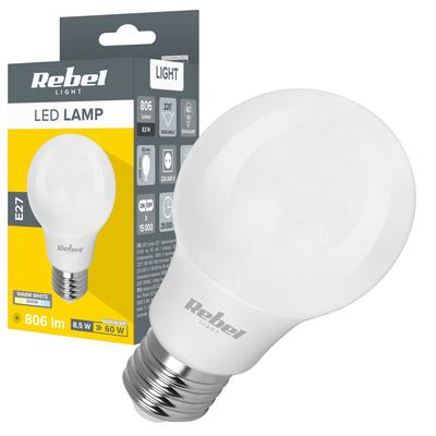 LED Lamp Bulb 8.5W E27 A60 806lm 3000K Rebel