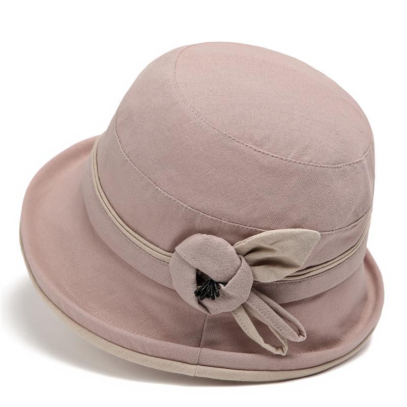 Spring and summer ladies season ramie bucket hat flower crimped basin hat foldable sun visor
