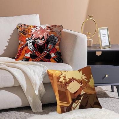 K-Katsuki Bakugo Anime Cushion Cover Pattern Soft Plush Pillow Case For Home Living Room Sofa Deco