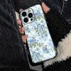 Luxury Phone Case For Iphone 16E 17E 12 13 14 15 Plus 16 17 Air 11 Pro Max Sturdy Shell Elegant Blue Retro Flowers Cover