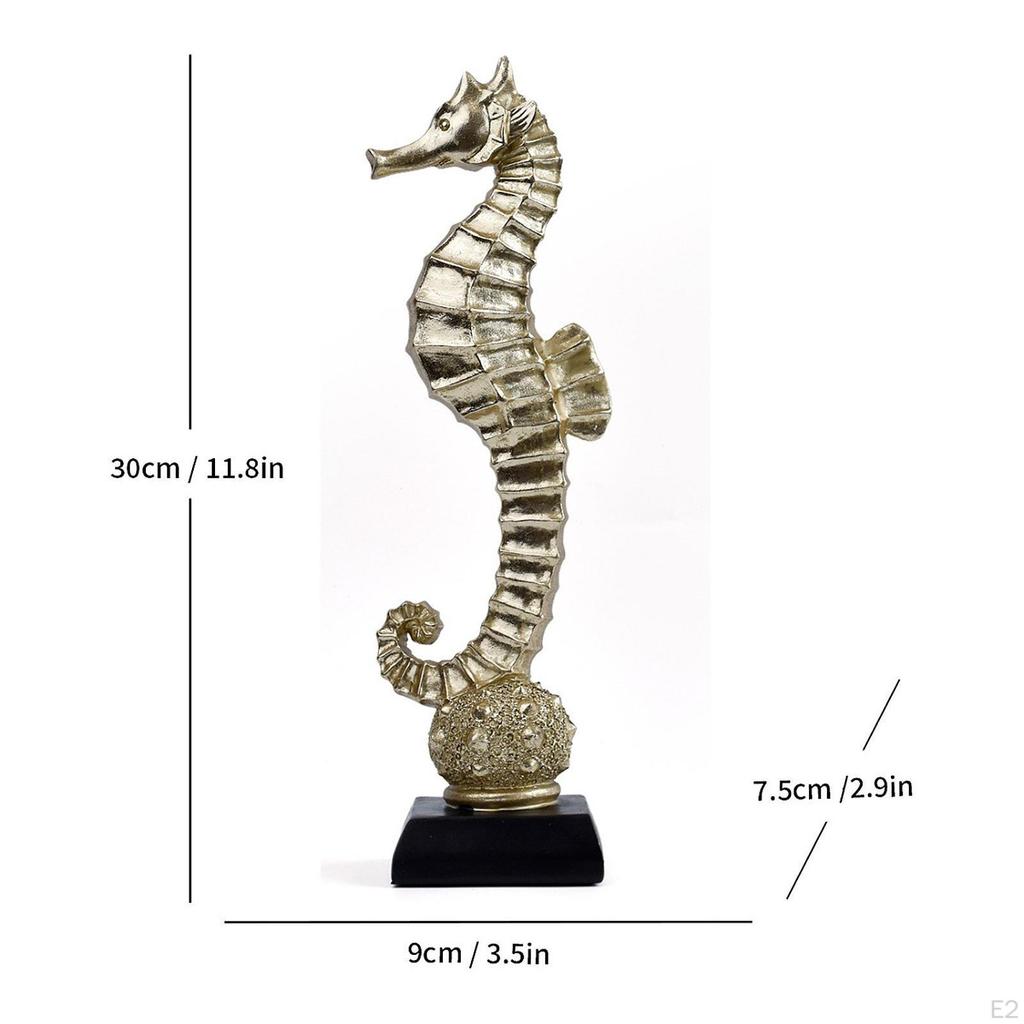 Animal Sculpture Seahorse Statue Crafts Mediterranean Tabletop Ornament Resin Figurine for Bookshelf