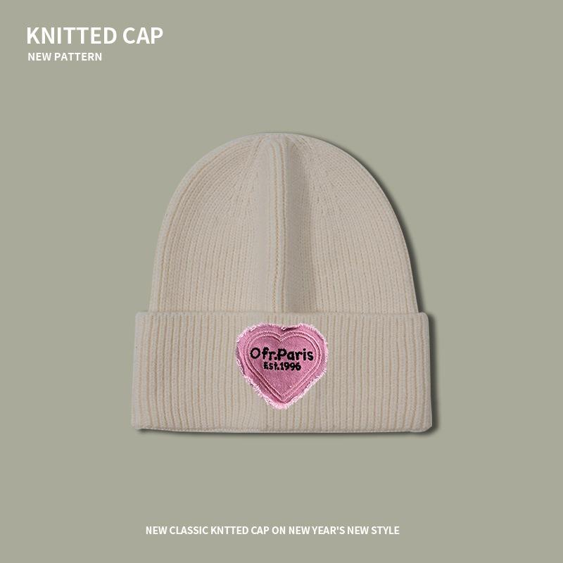 Big head circumference cartoon love plush hat, thickened warm ear protection in autumn and winter, small wool cold hat