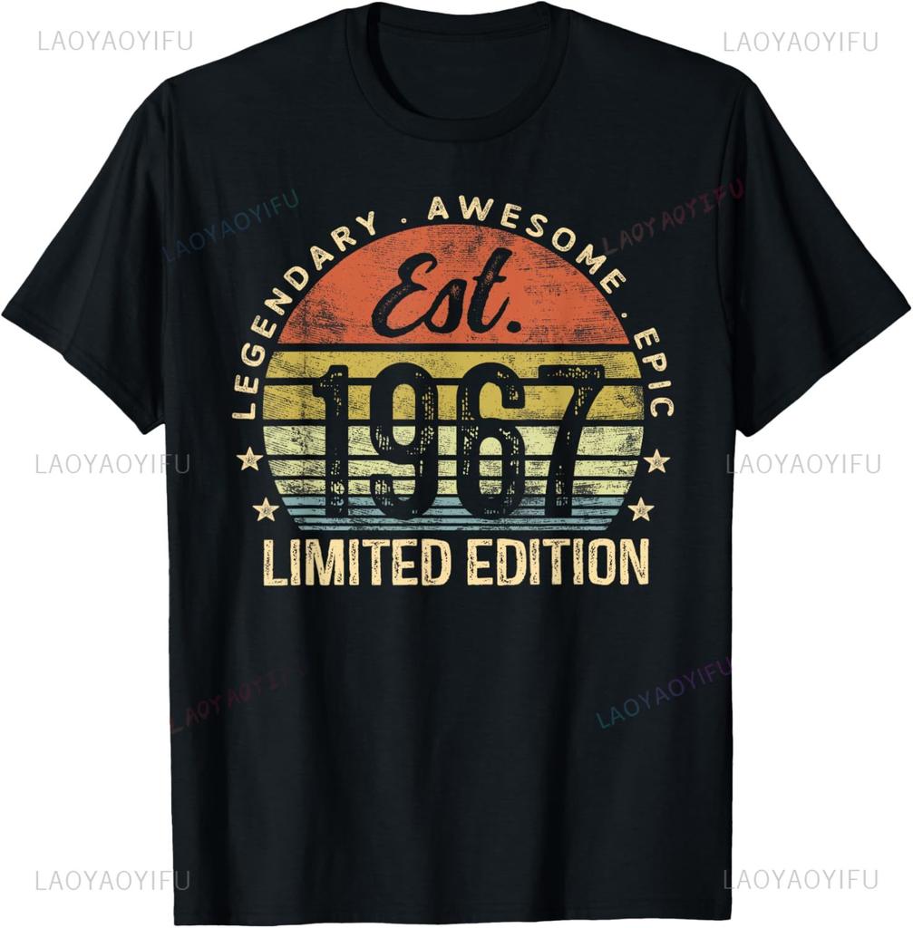 Vintage 1967 58 år gammal Män Kvinnor 58:e födelsedagspresenter T-shirt Casua Personliga kläder Grafiska t-shirts Ropa Hombre