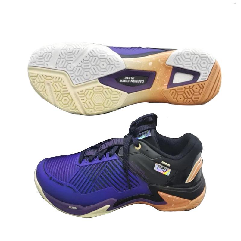New LiNing Pro Cushioned Slip Resistant Abrasion Resistant Low Top Badminton Shoes Unisex Purple Black AYAT009-2