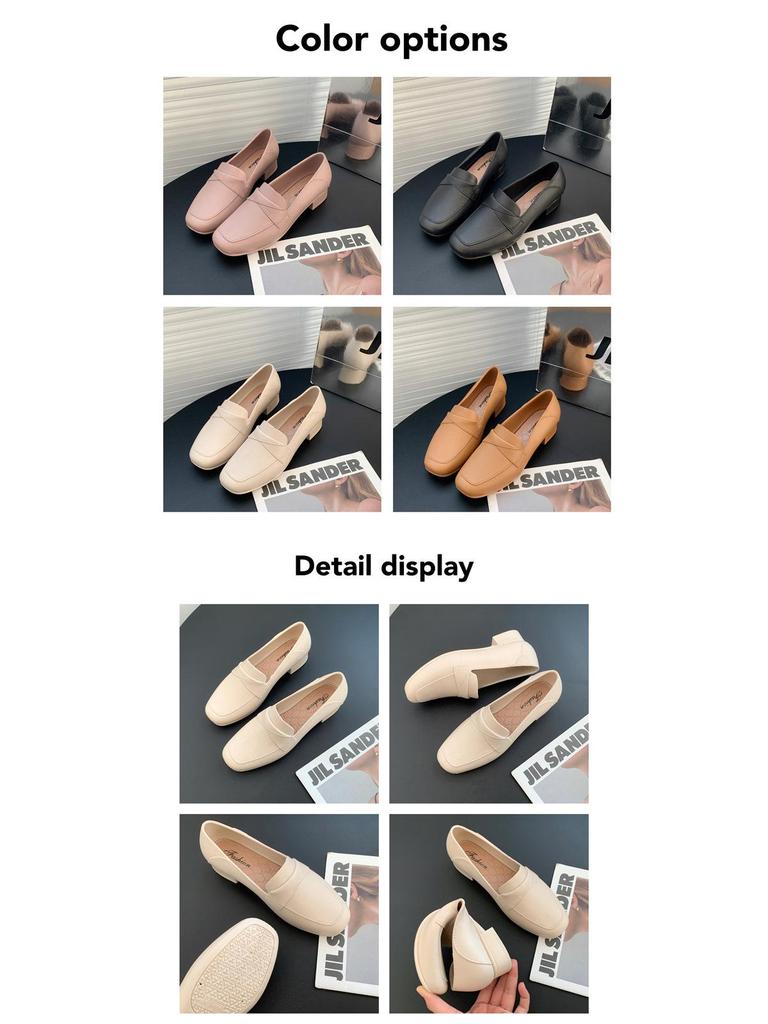 Women's Summer Square-Toe PVC Slip-On Sandals – Low-Heel Solid Color