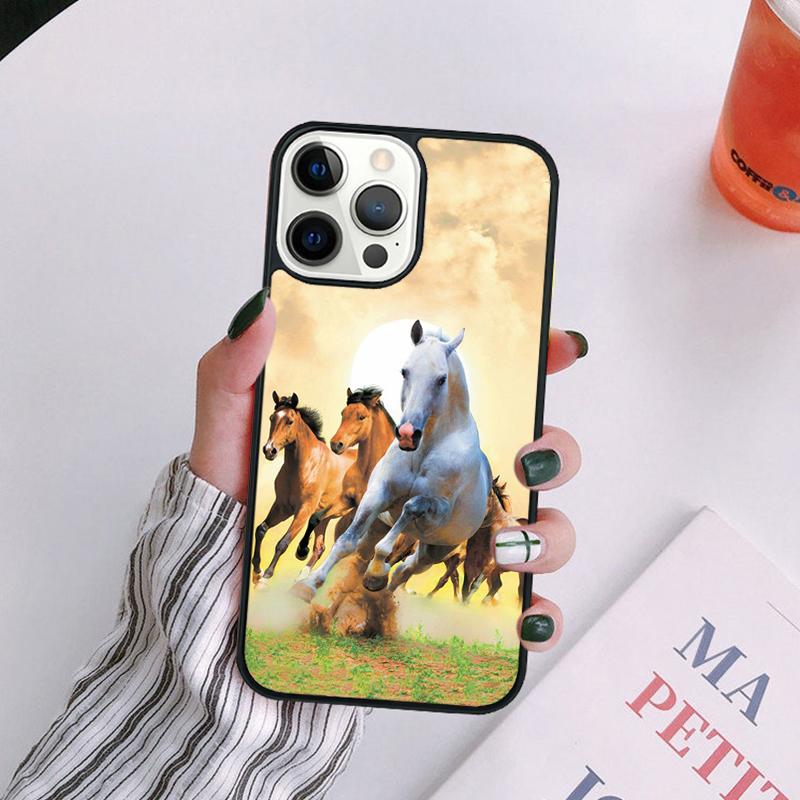 Horses Running Phone Case For iPhone 17 Air 14 13 12 16Pro Max 15  Plus Cover Shell Max Coque
