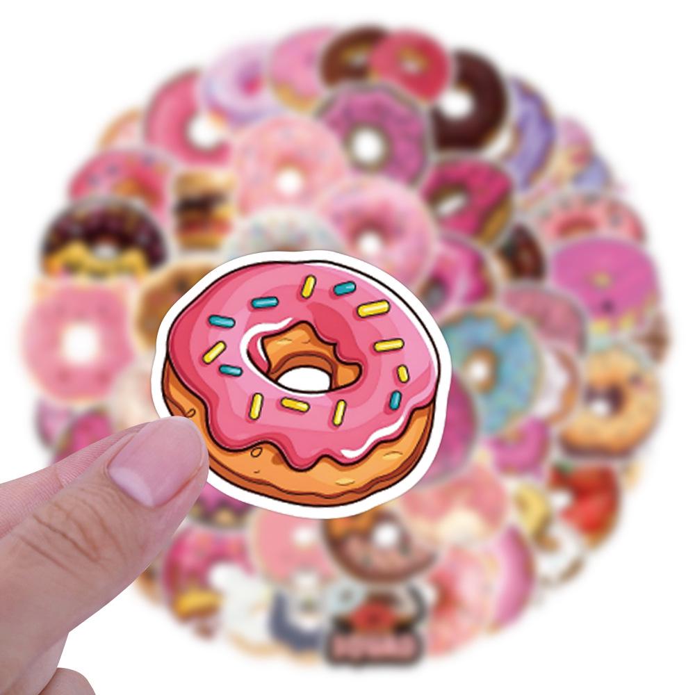 55-Piece Donut Cartoon Graffiti Stickers - Waterproof & Fun for Decoration