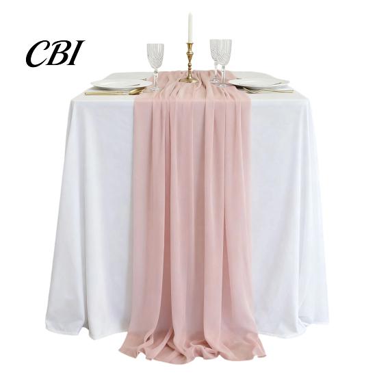 Chiffon Table Runner Sheer Flowing Runner, Wedding Elegant Solid Color Charming Dining Accessory for Home Bridal Shower Party Decor