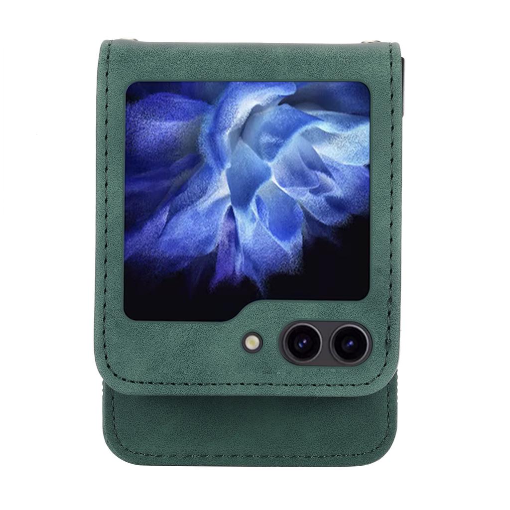 Hinge Protection Phone Case for Samsung Galaxy Z Flip 7 6 5 4 3 5G Flip7 FE Hand Strap Wallet Cards Holder Leather Cover