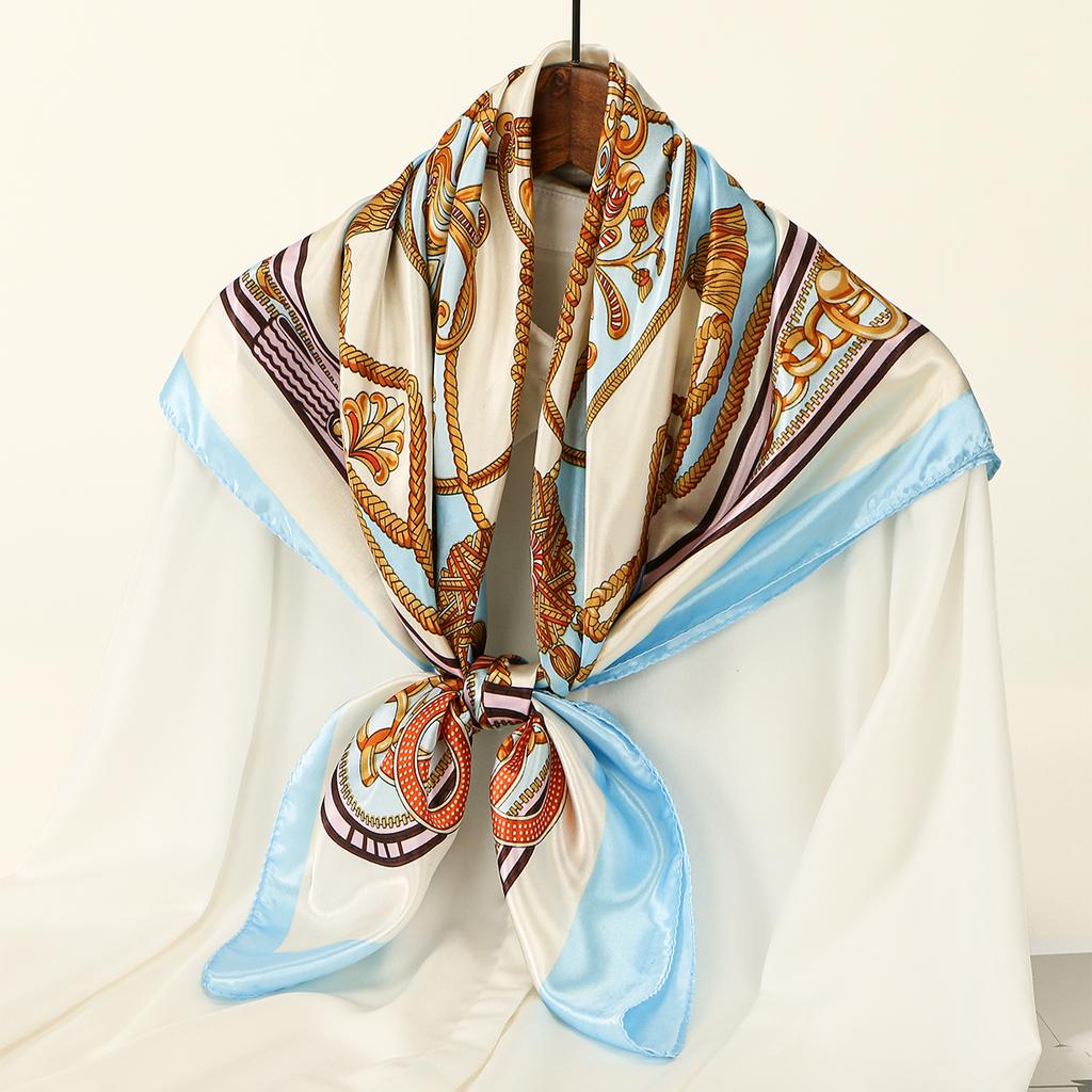 88cm Satin Silk Square Scarf Woman Fashion Kerchief Neck Head/Hair Scarves Bandana Handkerchief Ethnic Style Printed Headscarf