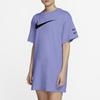 Nike Sportswear Swoosh Solid Color Round Neck Sports Short Sleeve Dress Women Dresses Blue CJ3830-569