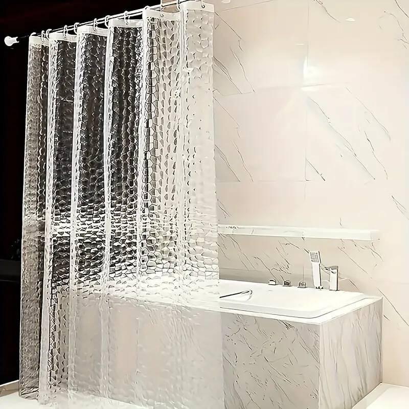 Peva Bathroom Curtain Waterproof Modern Style With 3d Silky Pattern For Shower Area