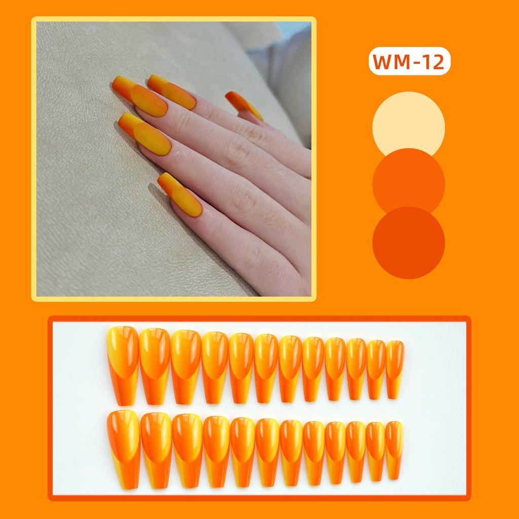 WM-12ai Marsh Orange Gradient Wearable False Nail Art Stickers