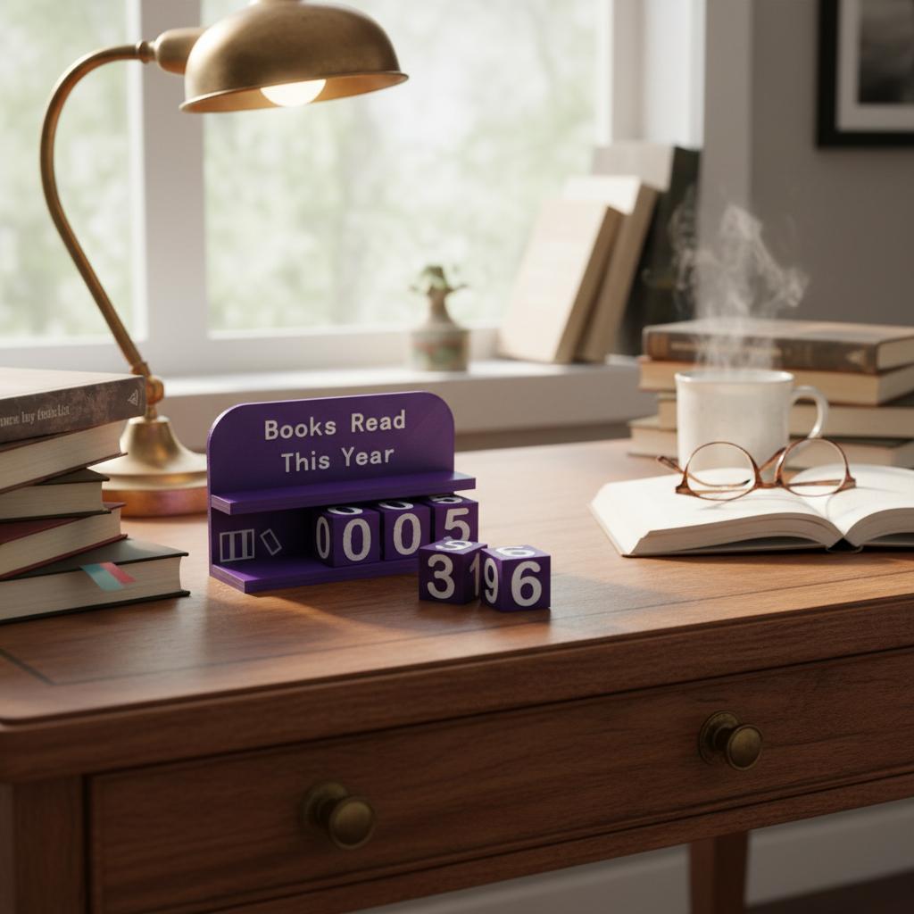 Read This Year Book Counter Decor 3D Printed Reading Tracker with Clear Text and Numbers for Desk Office Bookshelf Decoration