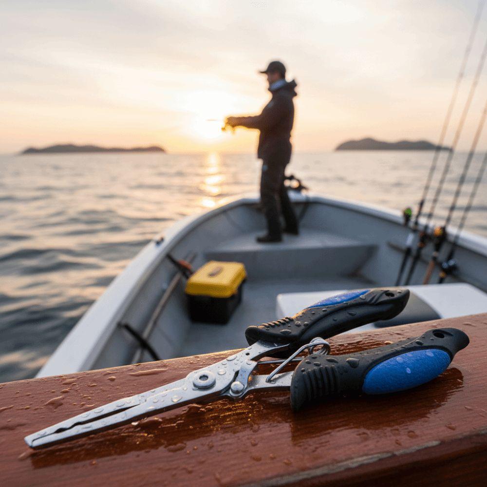 Curved Mouth Fishing Pliers Long Nose Stainless Steel Lure Fishing Tong Professional Multifunction Fishing Scissors