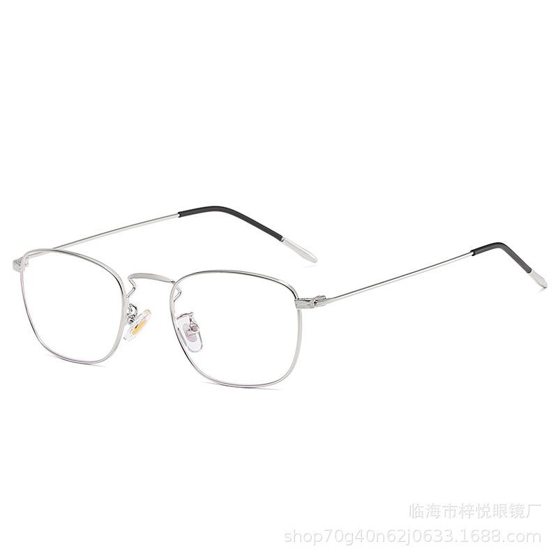 Ultra-light metal glasses frame, square frame, retro glasses frame, unisex, can be equipped with myopia glasses, anti-blue flat glasses