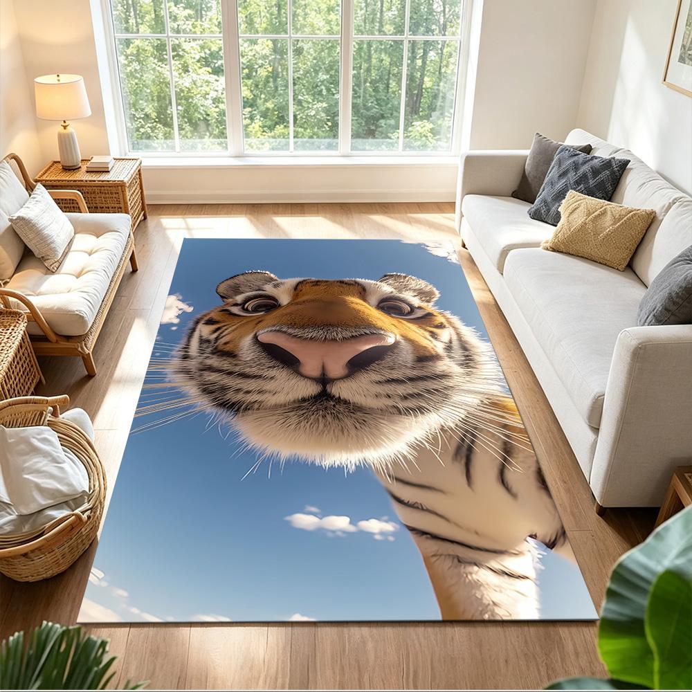 Wild Tiger In Jungle Non-Slip Home Carpet Design for Office Decor Living Room Bedroom Gift