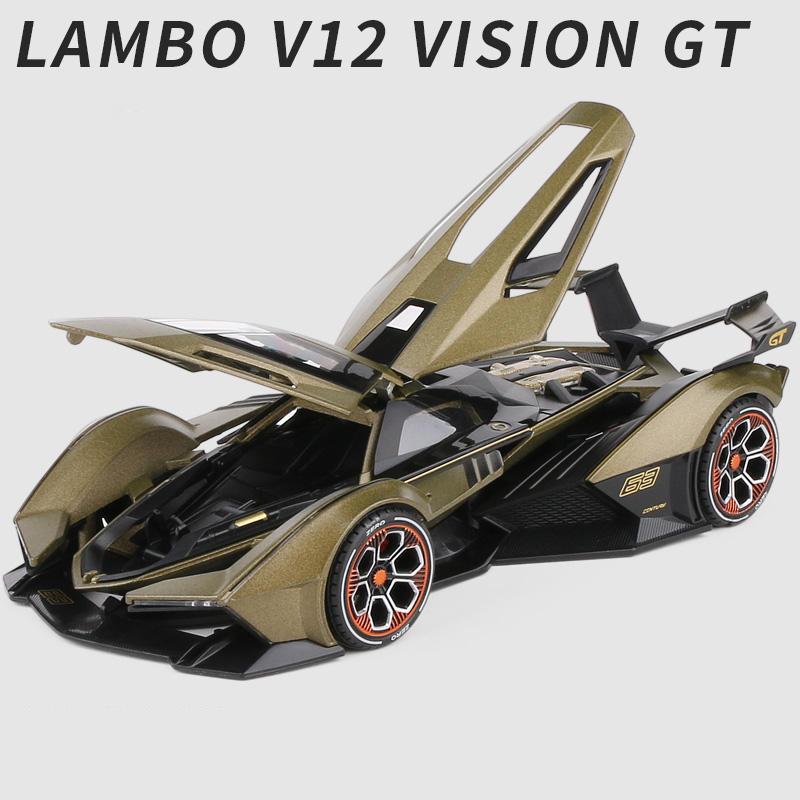 

1:22 Lambos Vision Gran Turismo V12 GT Alloy Model Diecast Sound Super Racing Lifting Tail Hot Car Wheel For Children Gifts зелёный