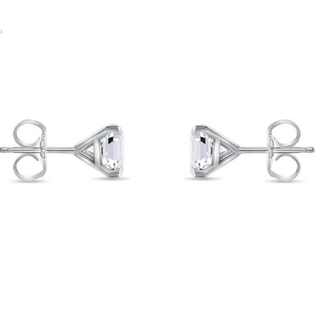 4 Ct Asscher Cut Diamond Stud Earrings 14K White Gold Martini Push Earrings For Women's Best Regular Wear Jewellery