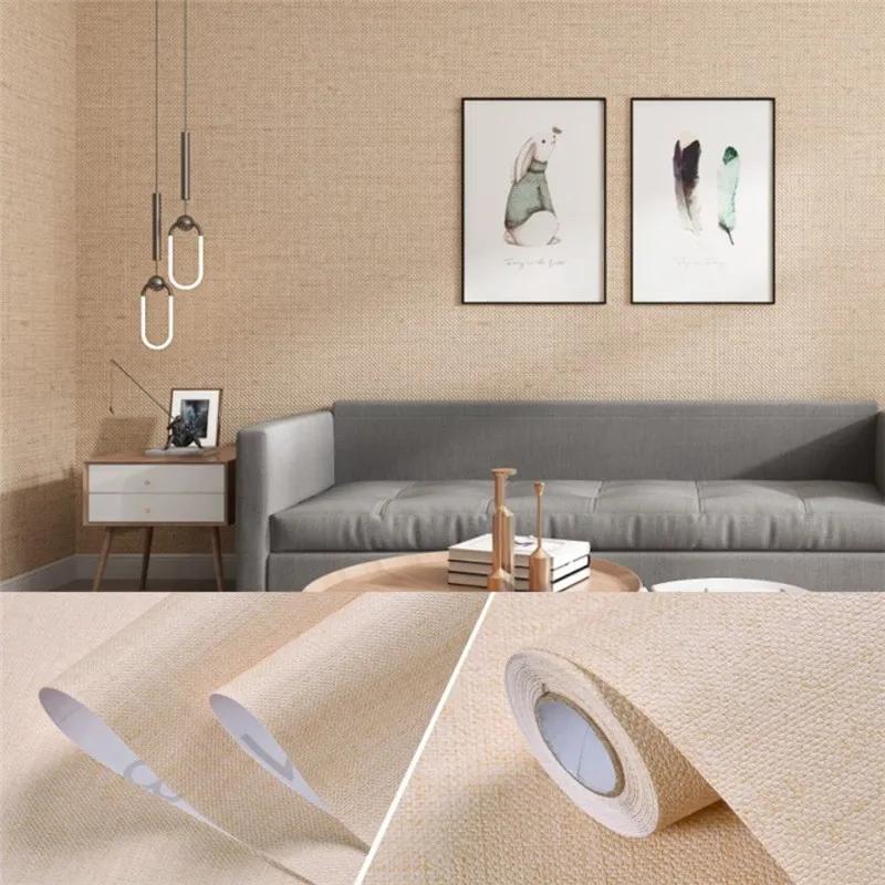 

Linen Textured Self Adhesive Wall Cover Water-Repellent Vinyl Contact Paper For Living Room Bedroom Wall Decals Furniture Renovation 30 x 100 cm