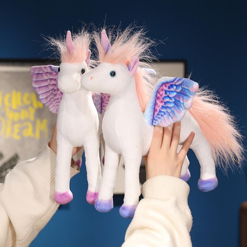 25/35cm Cartoon Funny Colorful Flying Horse Plush Doll Dream Big Wings Unicorn Animal Stuffed Toy Home Decoration Gift Idea Ideal For Boys Girls
