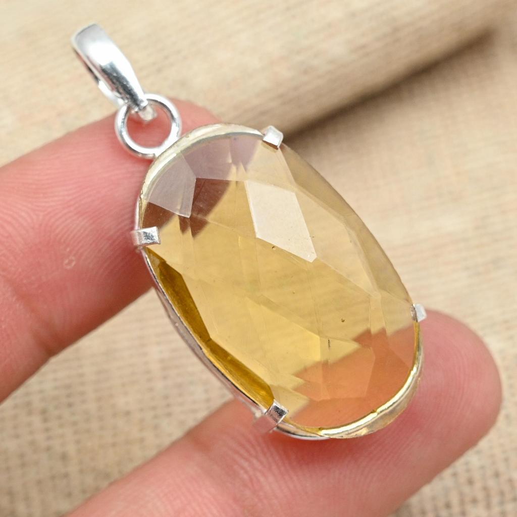 Faceted Morganite Gemstone Solid 925 Sterling Silver Handmade Elegant Pendant Jewelry