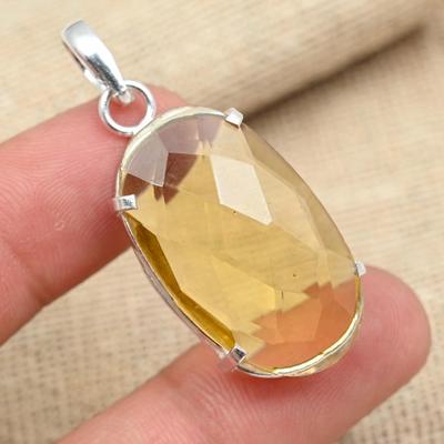 Faceted Morganite Gemstone Solid 925 Sterling Silver Handmade Elegant Pendant Jewelry