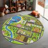 City Street Map Print Round Area Rug Traffic Roads Educational Kids Play Carpet Soft Non-Slip Activity Mat for Playroom