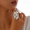 Übertriebenes Persönlichkeitsdesign Metall Faltbare Perlenringe für Damen Retro Geometrischer Kreis Blatt Öffnung Finger Schmuck Zubehör