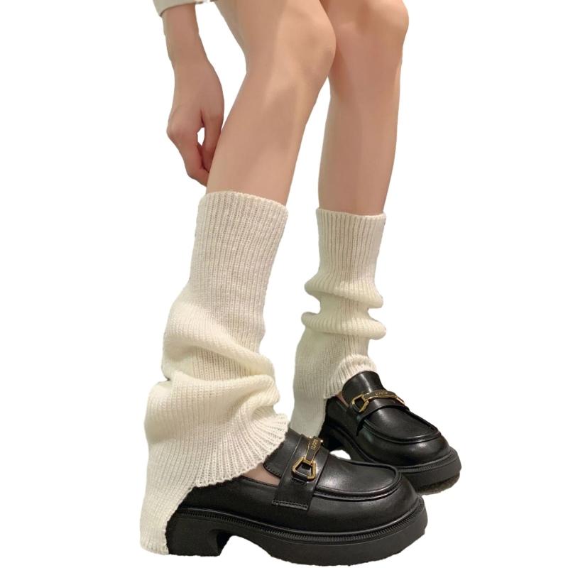 Womens Lolitas Knit Long Socks Flared Leg Warmers Harajuku Booties Socks Winter Warm Ankle Heap Socks