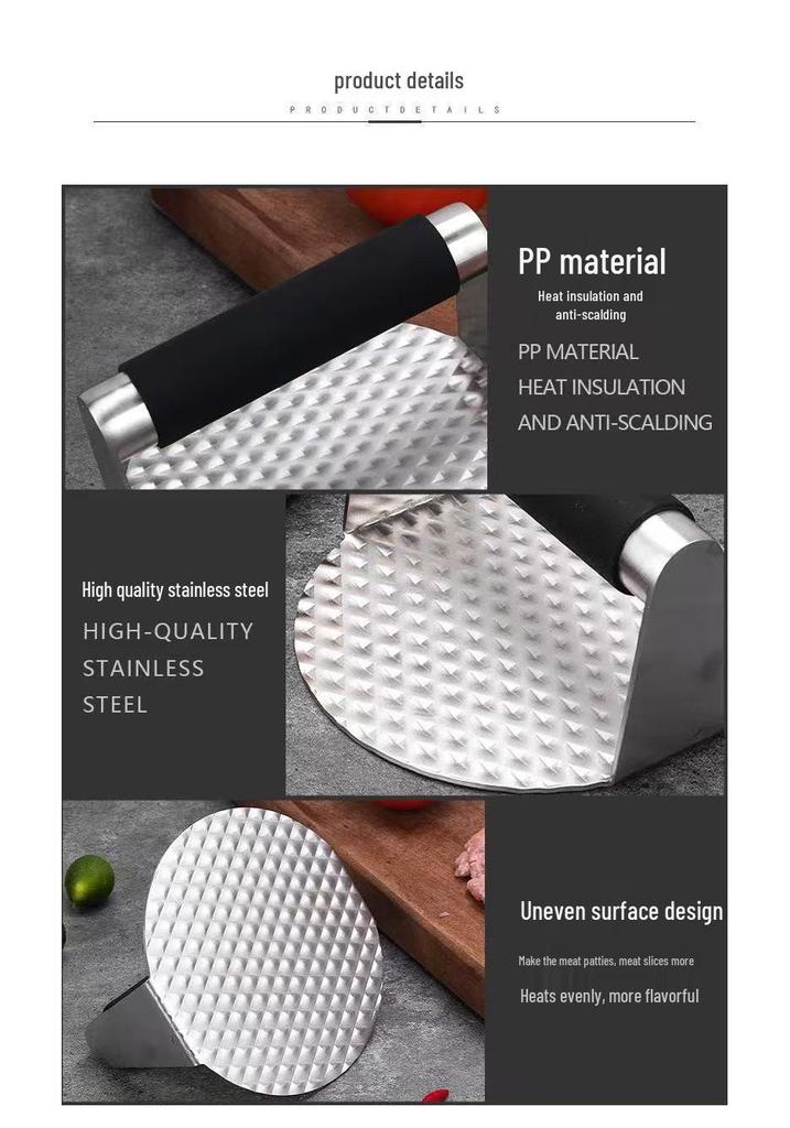 Stainless Steel Meat Patty Presser - Manual Hamburger Press & Scaled Kitchen Tool