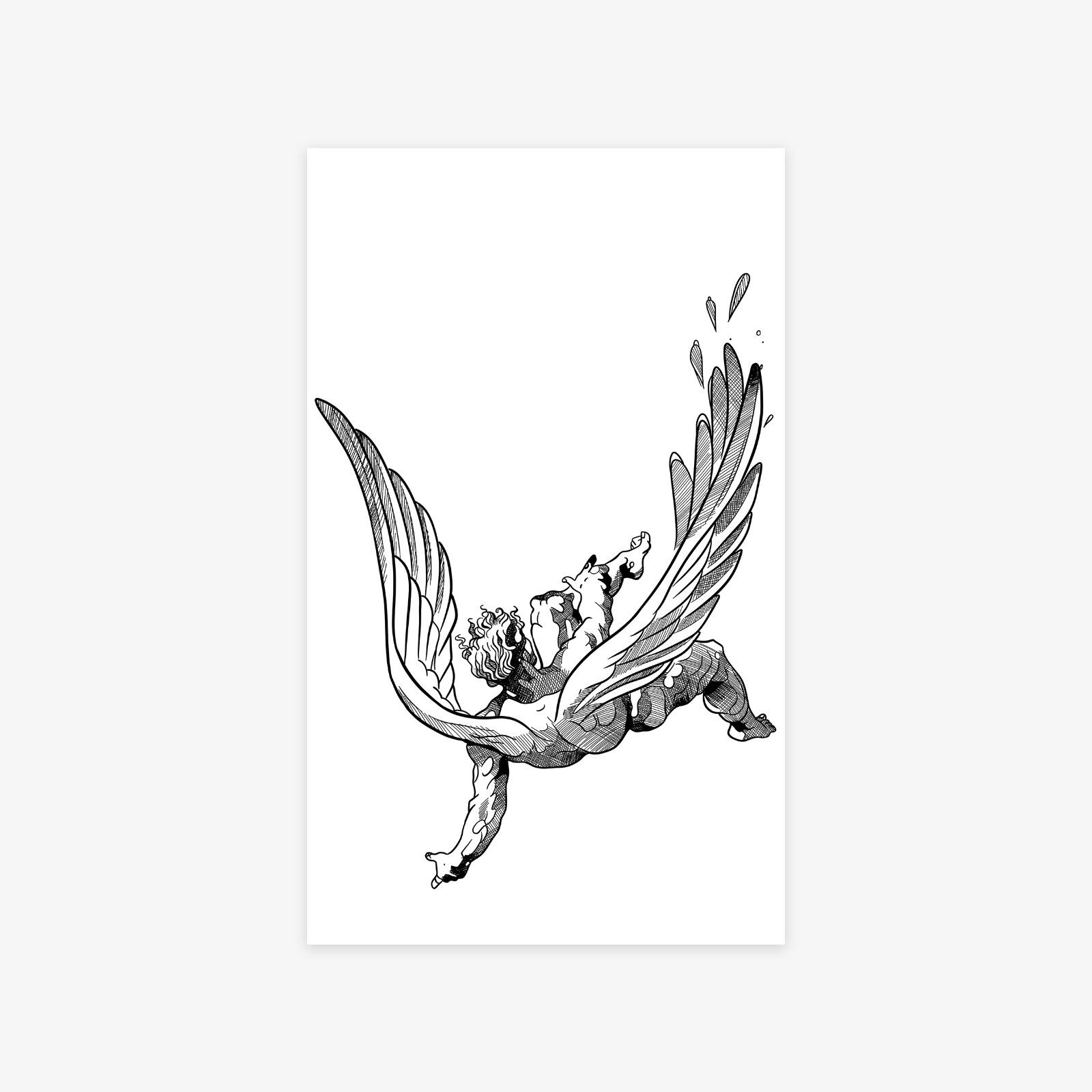 Personalized Niche Angel Fallen Tattoo Sticker Waterproof Men And Women Lasting Tattoo Sticker 9*15
