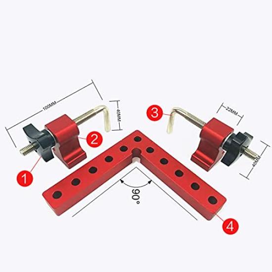 CarAngels Aluminum Complete Square Corner Clamp 90 Degree Woodworking Fixing and Clamping Tool Set, Kit, L-Shaped, Square, (120x120)