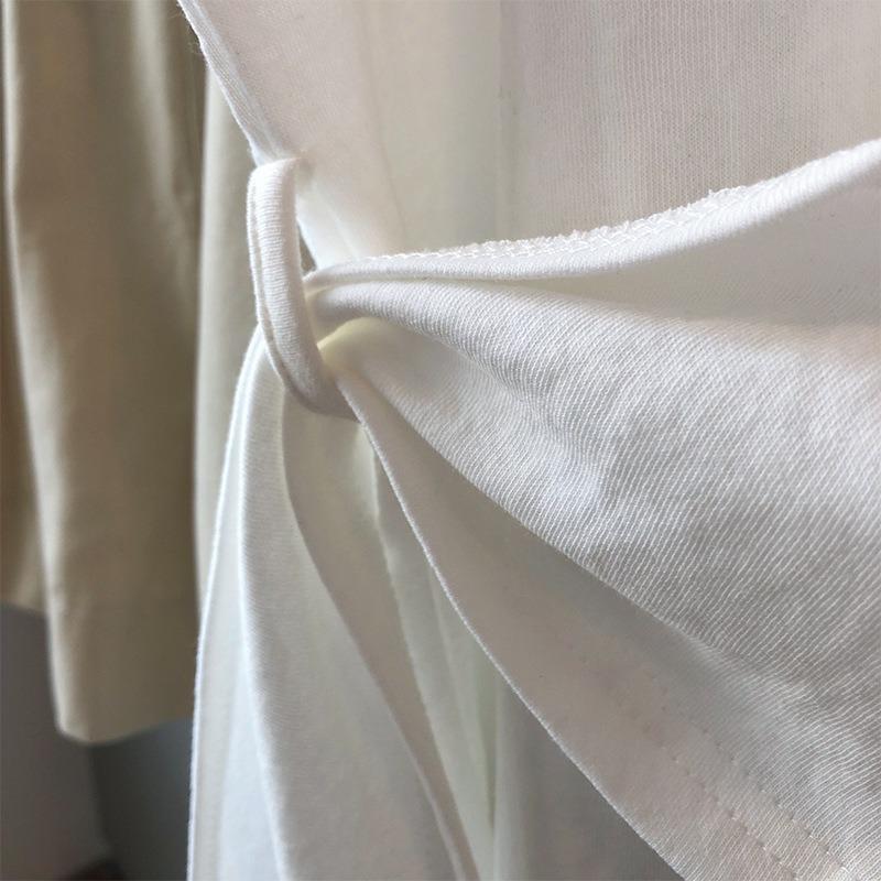 Summer New Short Sleeve Cotton Casual T-shirt Women Irregular Design Tied Solid Base Loose T Shirt Women Fashion Round Neck Simple Lady Tee Tops 25927
