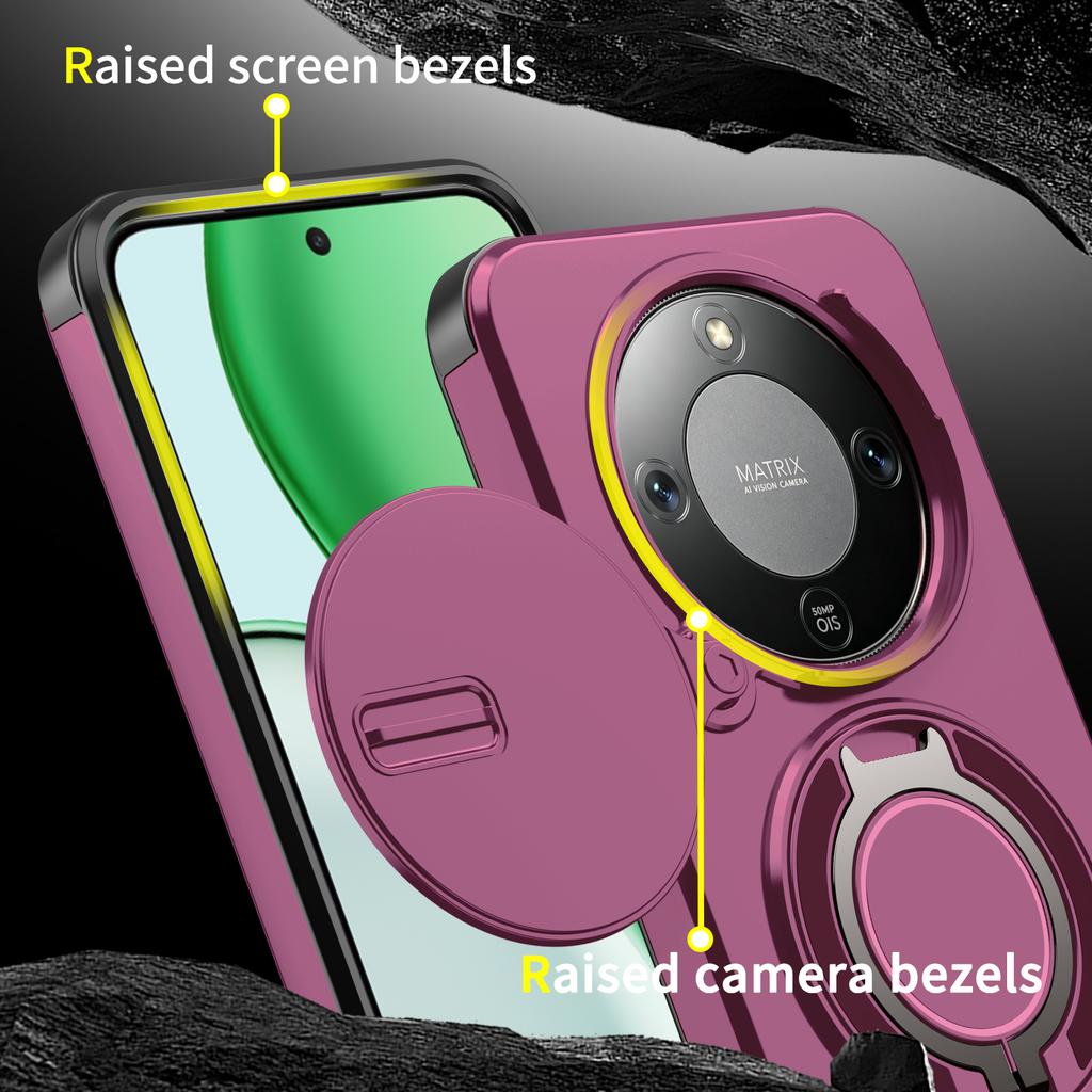 Magnetic Metal Ring Stand Armor Case For Honor X9d X70 Magic 8 Lite 5G Slide Push Window Lens Protection TPU Plastic Phone Cover