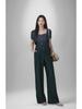 [In Stock] Plus Size Women's Retro Denim-Look Top & Wide-Leg Pants Summer Slimming Set 6160