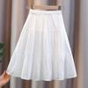 Girls' Half Length Skirt Summer Dress New Student Pleated Waist Skirt A-line Skirt White