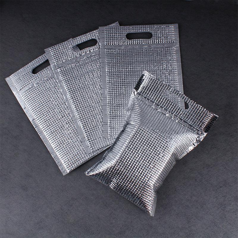 5Pcs Aluminum Foil Insulated Thermal Bags for School Lunch Takeout Camping Grocery Shopping Picnic