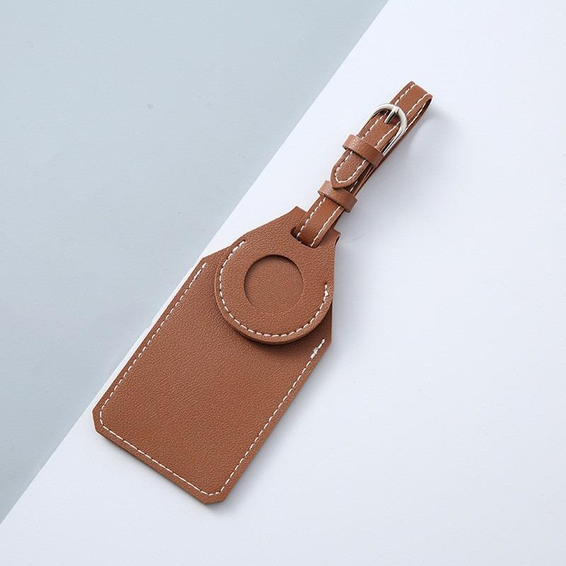 

Leather Luggage Tags for AirTag Cases Anti-loss Travel Luggage Tags with Card Holders коричневий