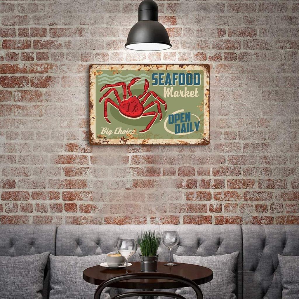 1-Pack Rusty Finish Metal Wall Art, 20×30cm and 30×40cm, Vintage Decorative Plaque for Kitchen, Bar or Hallway