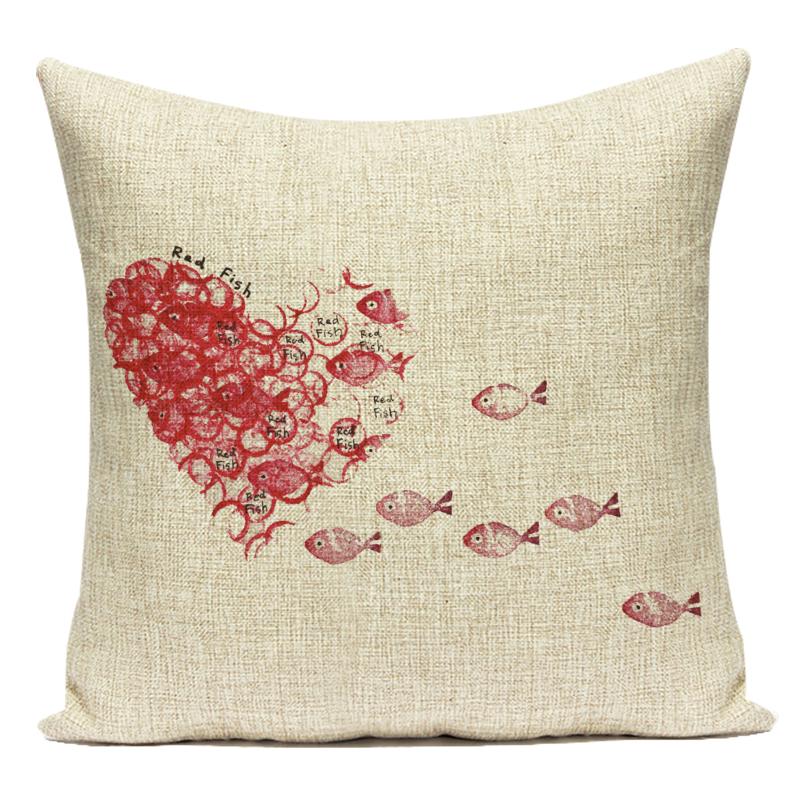 Cute Animals Fishes Decorative Throw Pillows Case Square Sofa Home Seat Cushion Cover for Home Living Room Decoration