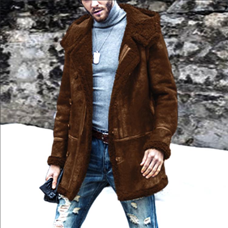 Men's Winter Faux Leather Velvet Lambswool Overcoat - European Style Bestseller 2023