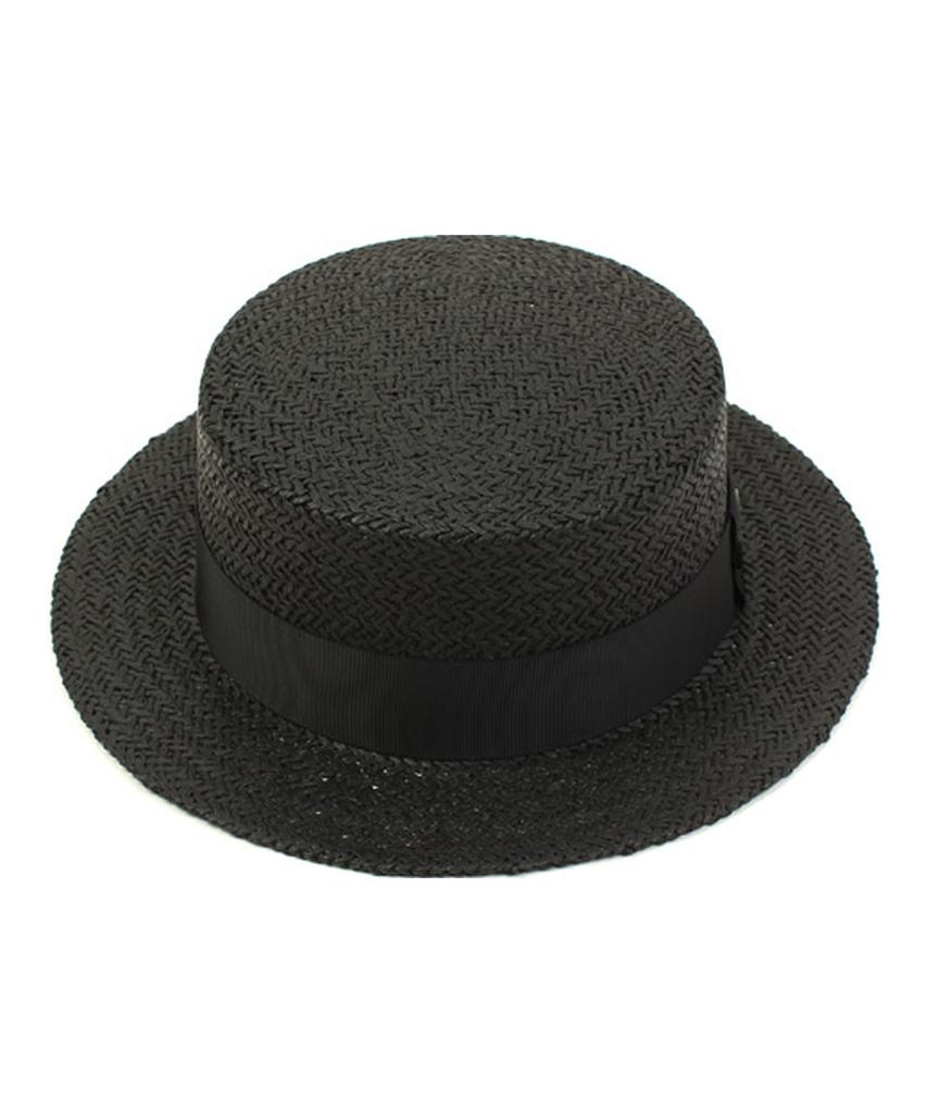 Black Flat Short Panama Hat