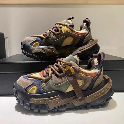 Chaussures de course à plateforme pour hommes, couleurs mélangées, décontractées, polyvalentes, antidérapantes et confortables, 2024