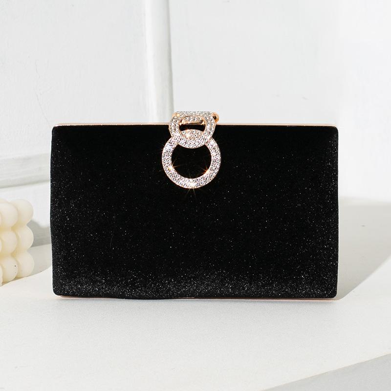 New Fashion Temperament Women's Dinner Bag High-end Velvet Clutch Bag Solid Color Chain Diamond Evening Bag