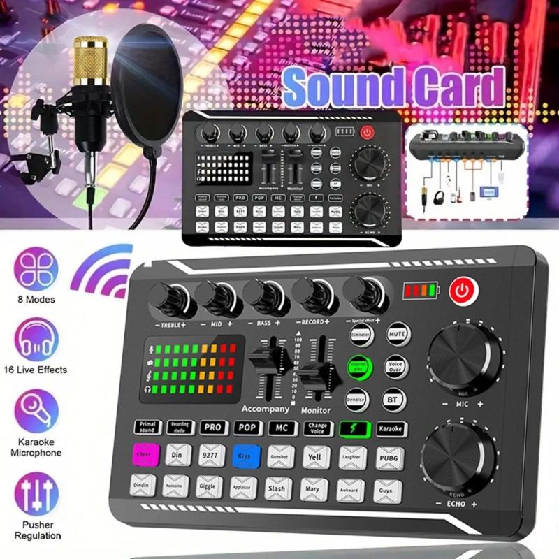 Live Sound Card Sound Mixer With Mixer Effects Voice Changer Bluetooth-compatible Mixer For Live Streaming Singing