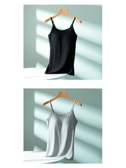 Modal Summer Camisole with Thin Straps and Built-In Bra