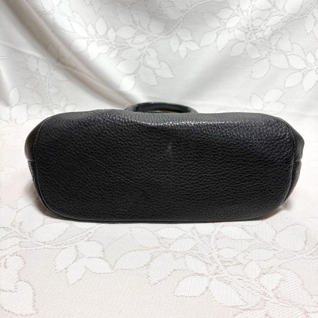 [USED] tattcalf black leather handbag, Harube
