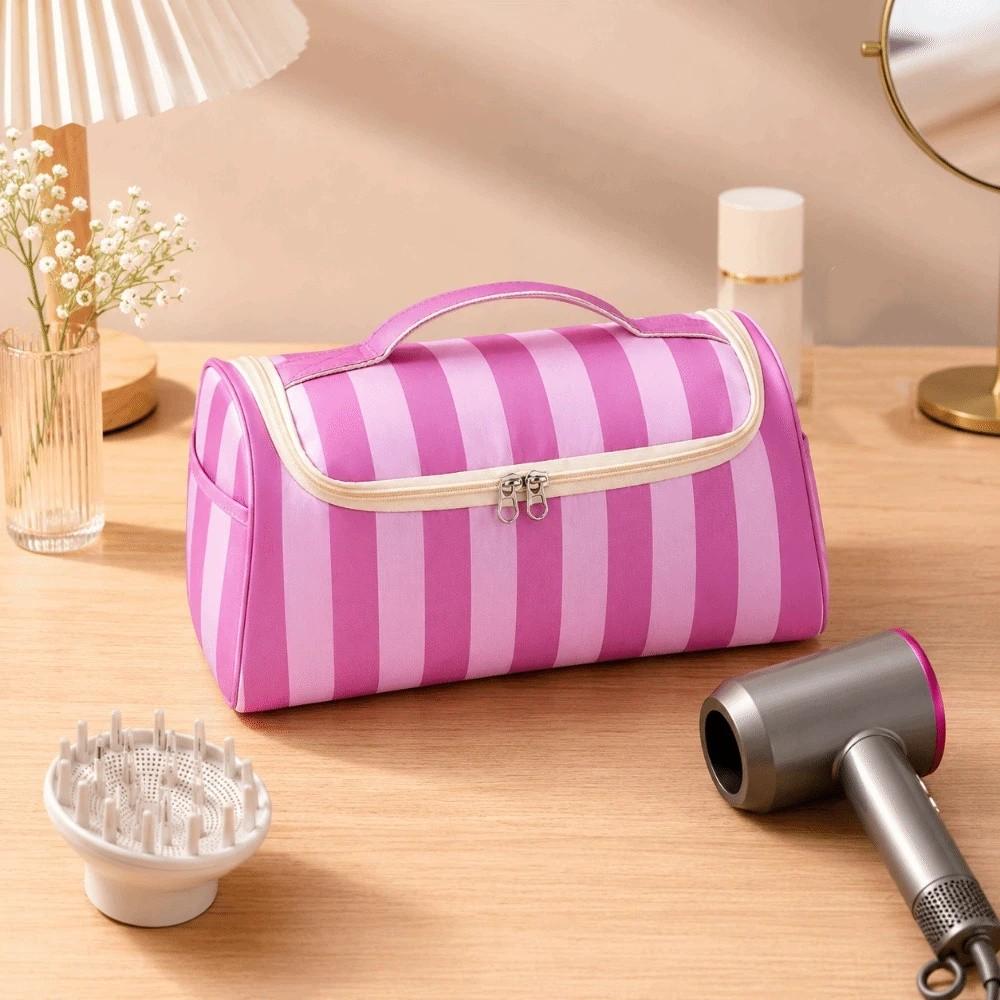 Striped Travel Storage Case Large Capacity Makeup Organizer Bag Travel Toiletry Bag Home Storage